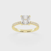 Asscher Cut Hidden Halo Pave  Lab Grown Diamond Engagement Ring