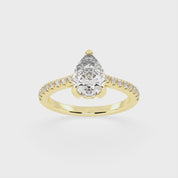 Pear Cut Pave Lab Grown Diamond Engagement Ring