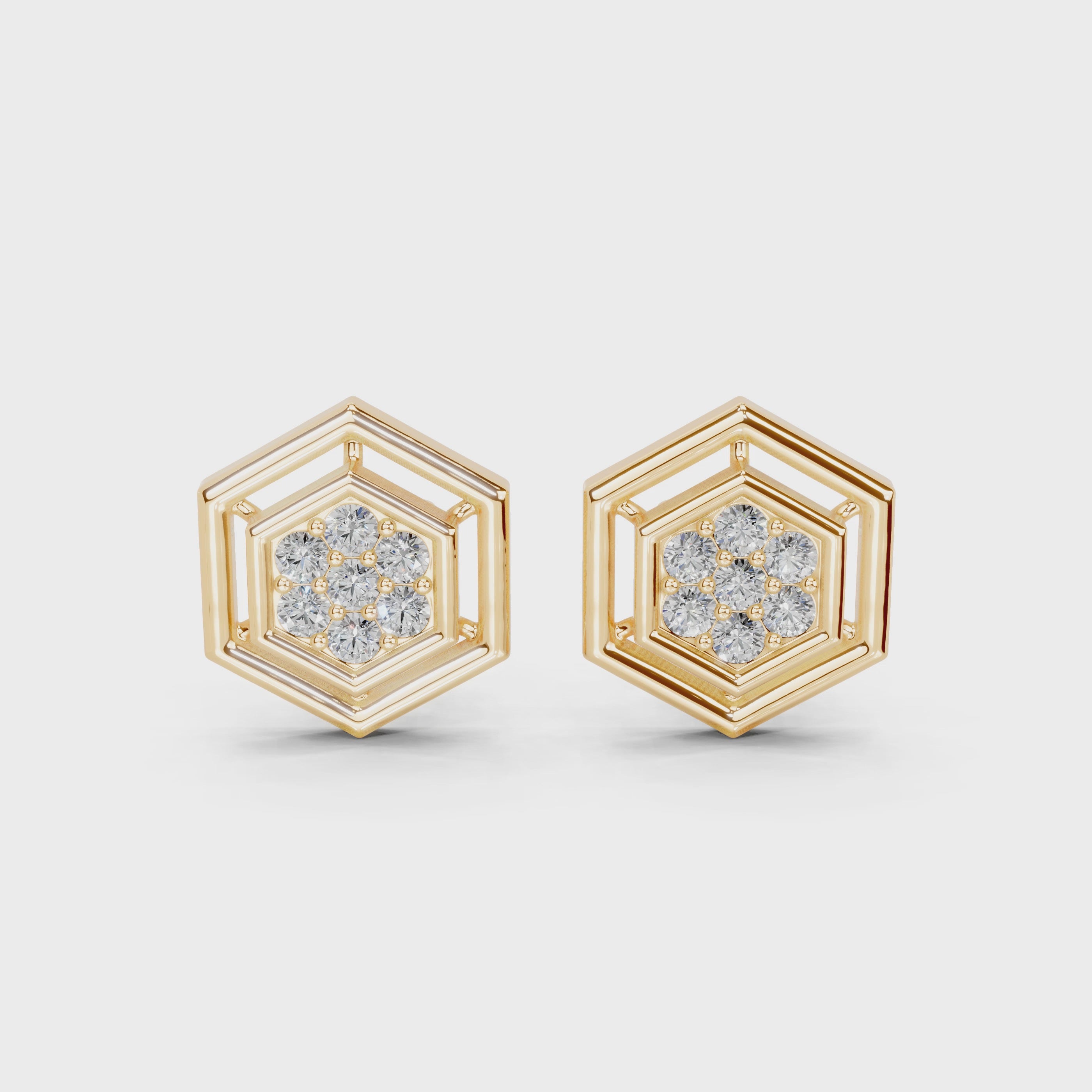 Hexagonal Style round cut 0.42 Cttw Lab Grown Diamond Studs