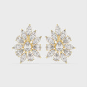 Flower Style Marquise and Pear cut 4.64 Cttw Lab Grown Diamond Earrings