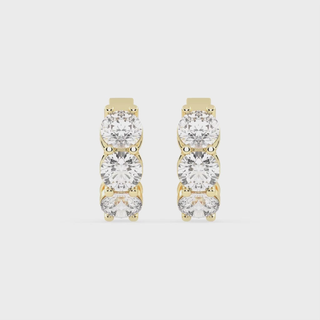 Fancy Huggies Round cut 3 Cttw Lab Grown Diamond Earrings