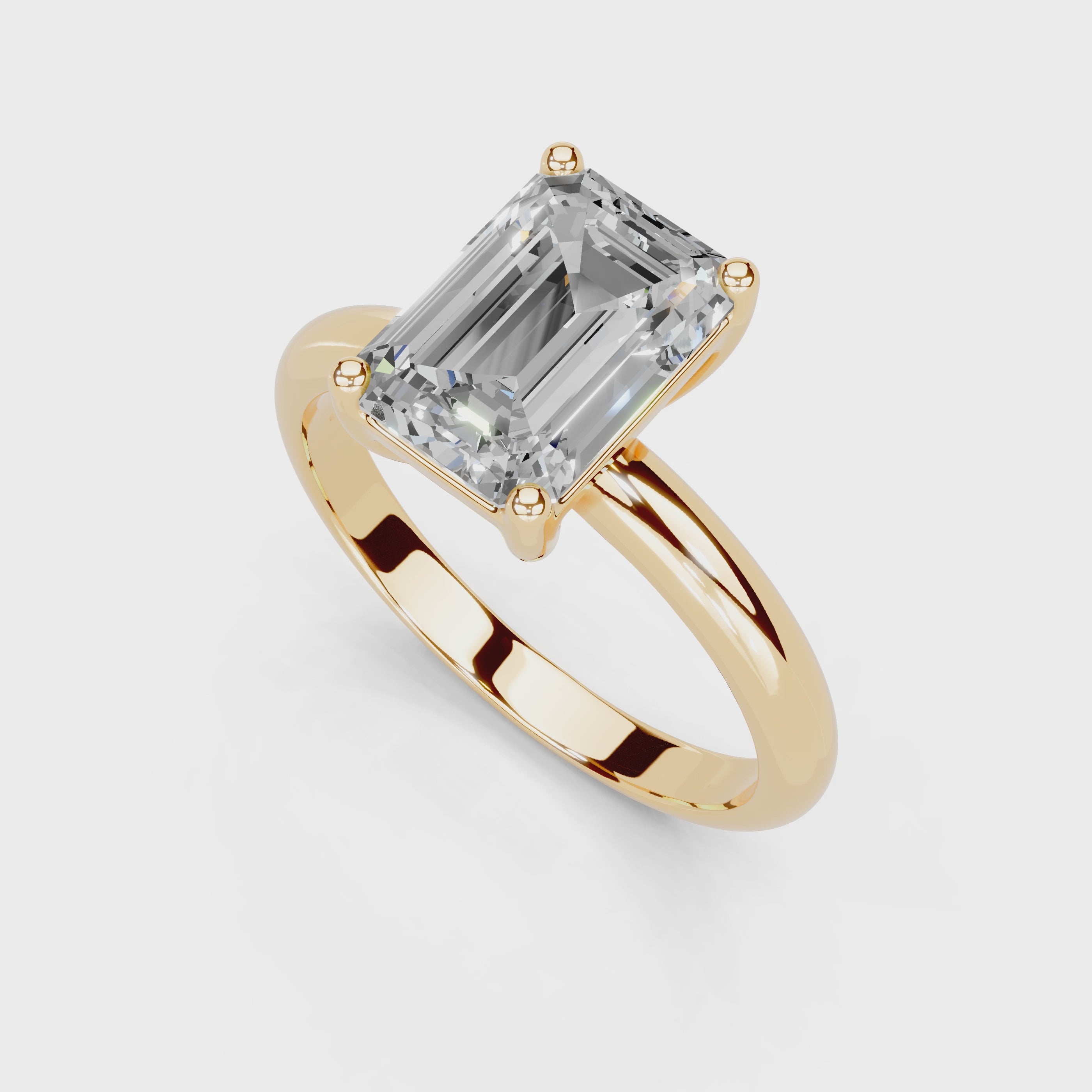 Emerald Cut Classic  Solitaire Lab Grown Diamond Engagement Ring