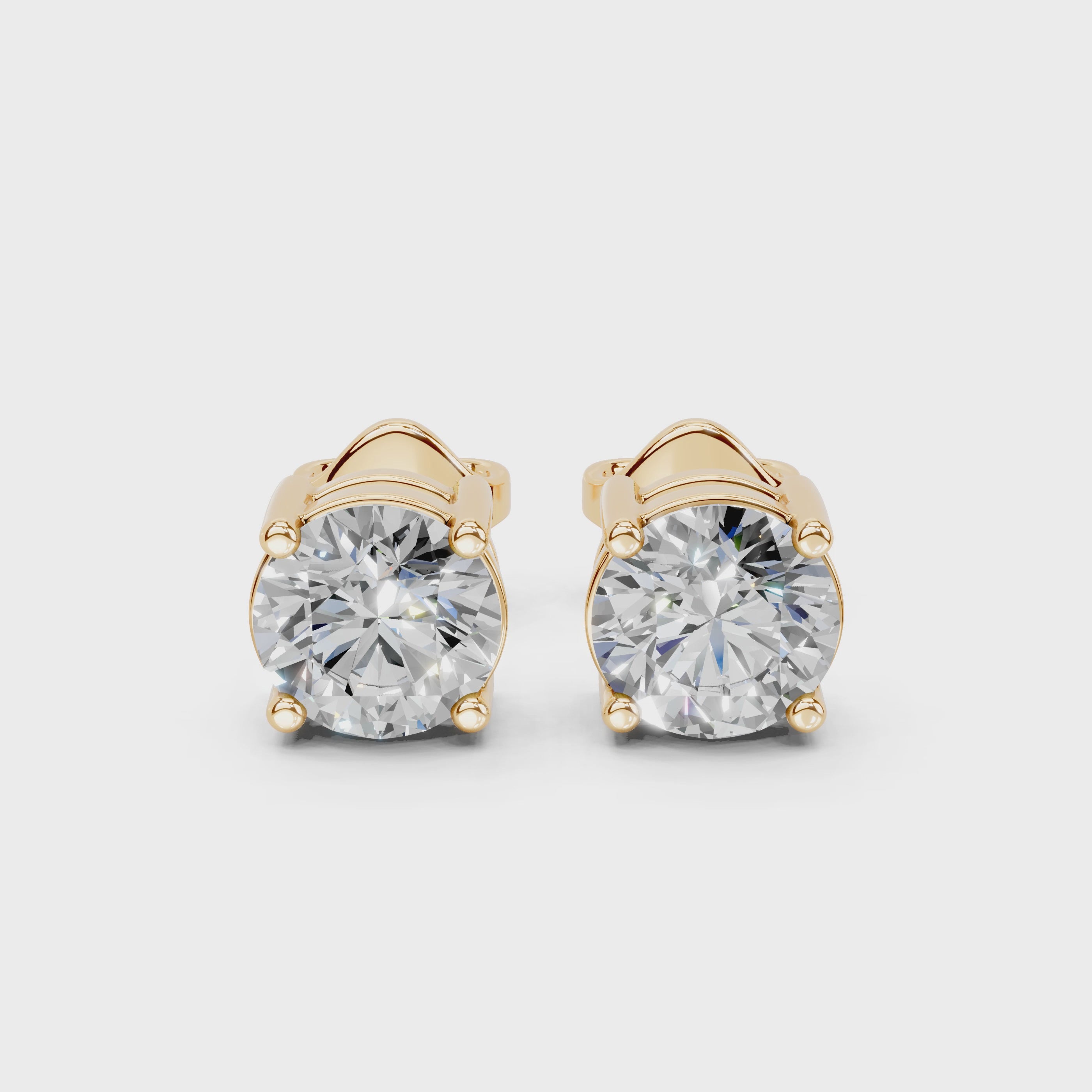 Four Prong Round Diamond Studs (14K Yellow Gold, 1 CT Total Weight)