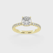 Cushion Cut Discreet Halo  Pave  Lab Grown Diamond Engagement Ring