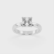 Asscher Cut Square Prongs Solitaire Lab Grown Diamond Engagement Ring (3mm width)