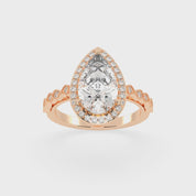 Pear Cut Halo Lab Grown Diamond Engagement Ring