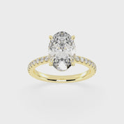 Oval Cut Double Hidden Halo  Pave  Lab Grown Diamond Engagement Ring