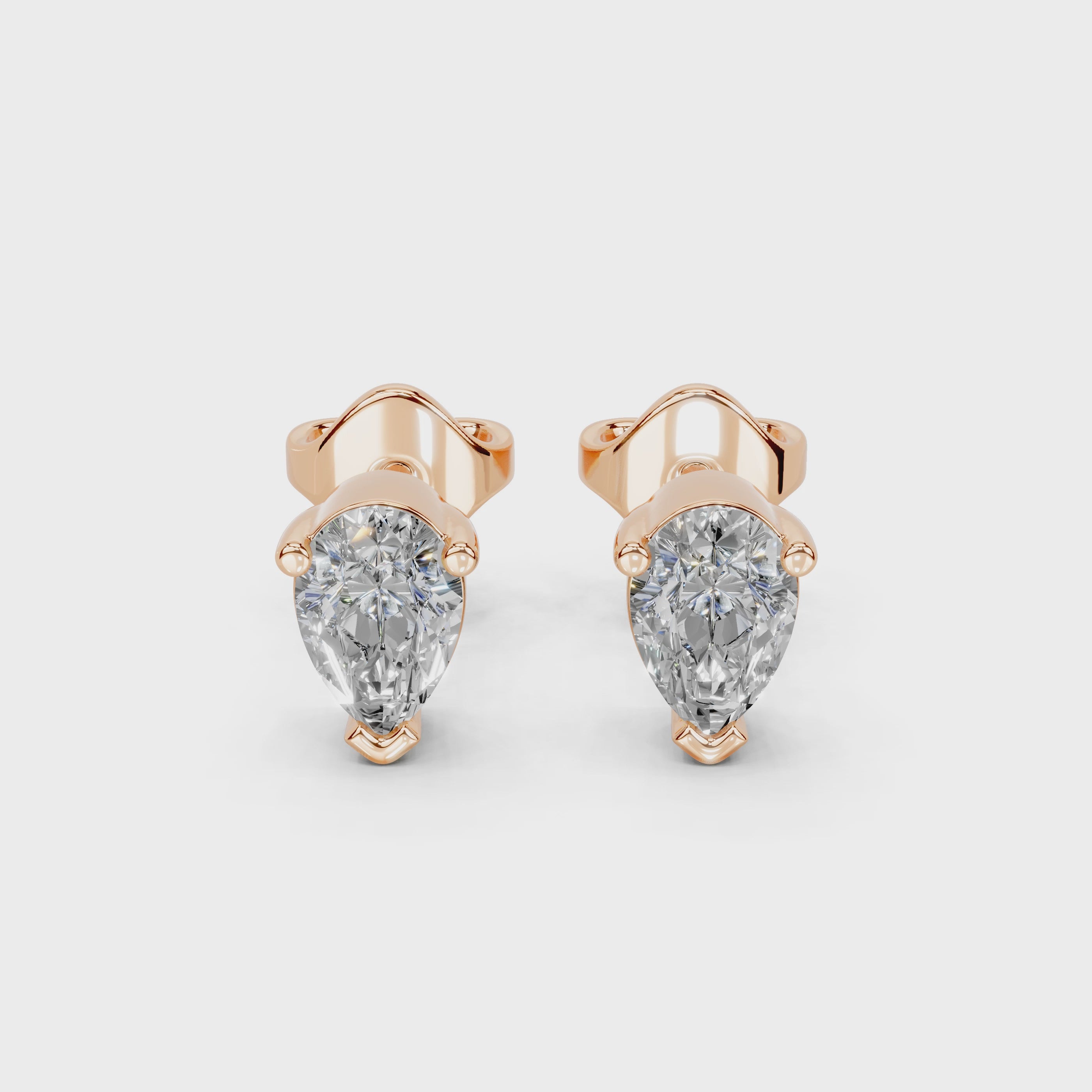 Three Prong Pear cut 1.2 Cttw Lab Grown Diamond Studs