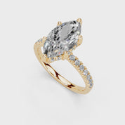 Marquise Cut Hidden Halo Pave  Lab Grown Diamond Engagement Ring