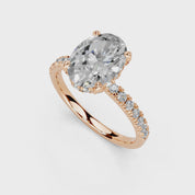 Oval Cut Hidden Halo Pave  Lab Grown Diamond Engagement Ring