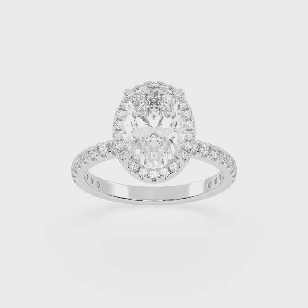 Oval Cut Halo Lab Grown Diamond Engagement Ring