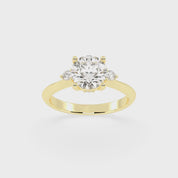 Three Stone Lab Grown Diamond Engagement Ring with Round Cut Center Stone