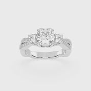 Asscher Cut Fancy Lab Grown Diamond Engagement Ring with Twisted Pave