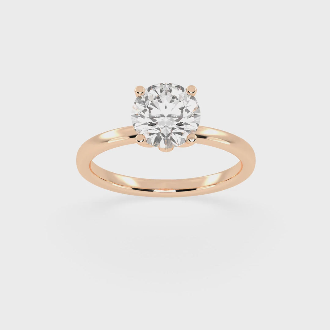 Round Cut Floral  Solitaire Lab Grown Diamond Engagement Ring (2 mm width)