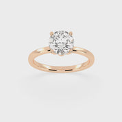 Round Cut Floral  Solitaire Lab Grown Diamond Engagement Ring (2 mm width)