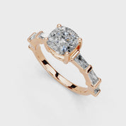 Cushion Cut Fancy Lab Grown Diamond Engagement Ring