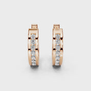 Hoop Round Cut 0.14 Cttw Lab Grown Diamond Earrings