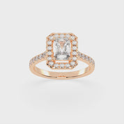 Radiant Cut Pave Setting Halo  Lab Grown Diamond Engagement Ring