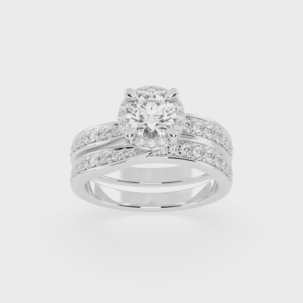 Round Cut Double Row Lab Grown Diamond Engagement Ring