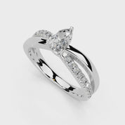 Pear Cut Split Shank Lab Grown Diamond Engagement Ring with side stones