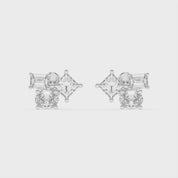 Three stone Oval, Princess and Emerald 1.54 Cttw Lab Grown Diamond Earrings