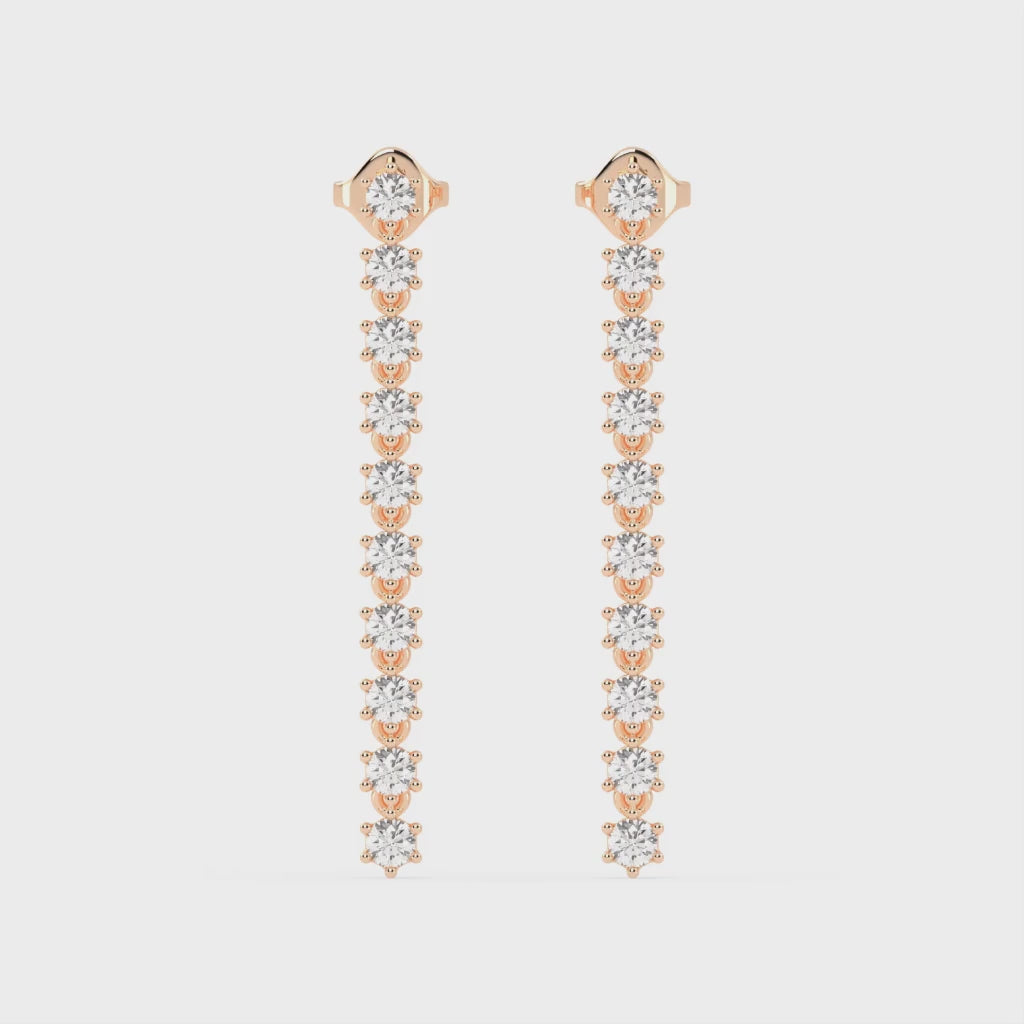 Long Drop Round Cut 2.02 Cttw Lab Grown Diamond Earrings