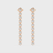 Long Drop Round Cut 2.02 Cttw Lab Grown Diamond Earrings