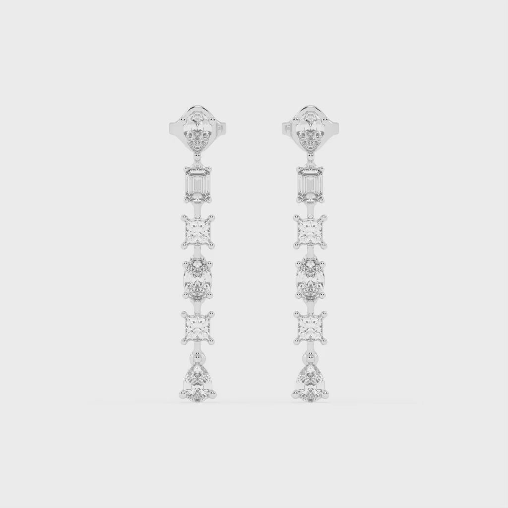 Long Drop Multishape 2.14 Cttw Lab Grown Diamond Earrings