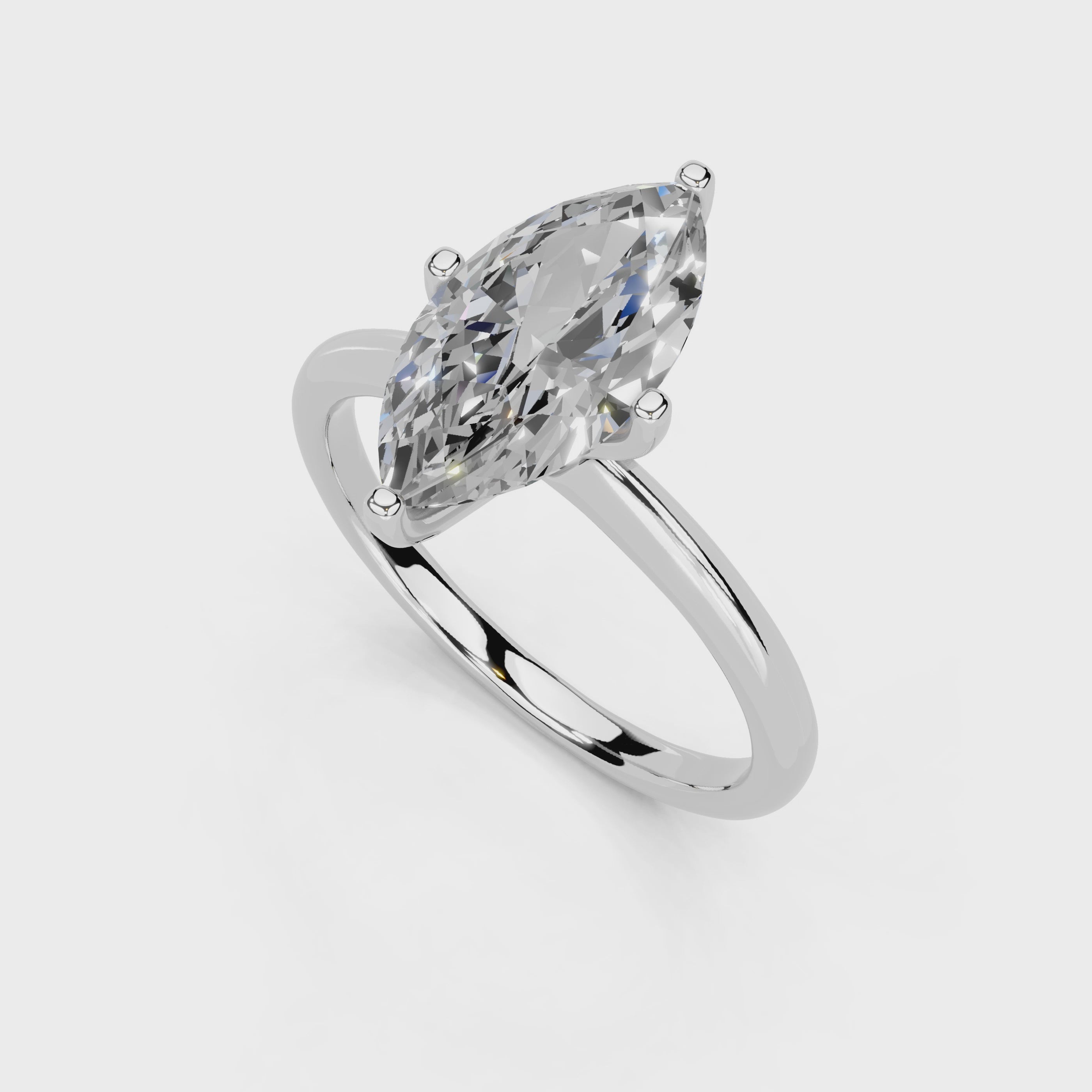 Marquise Cut Knife Edge Solitaire Lab Grown Diamond Engagement Ring (2 mm width)