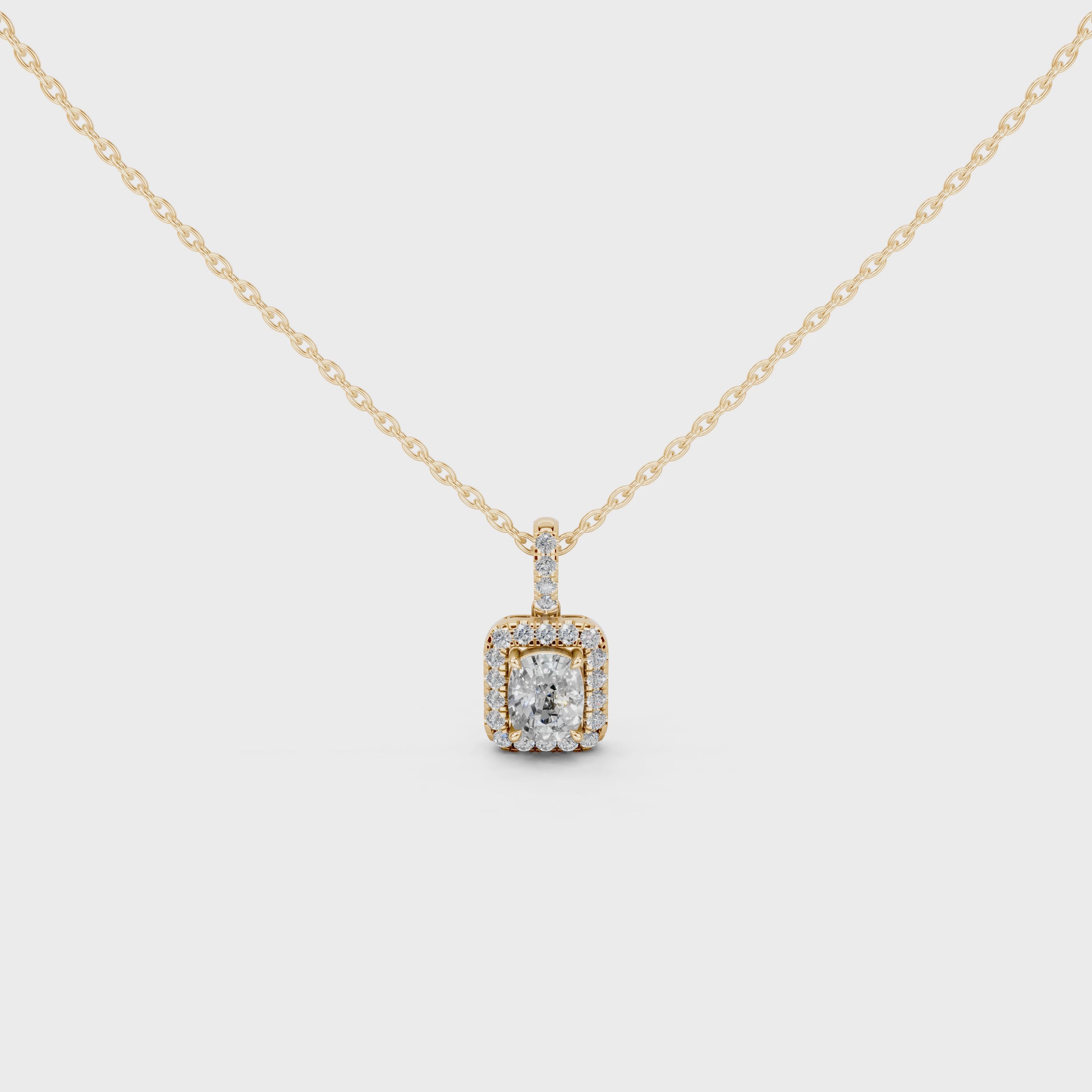 Halo Square Cushion Lab Grown Diamond Pendant