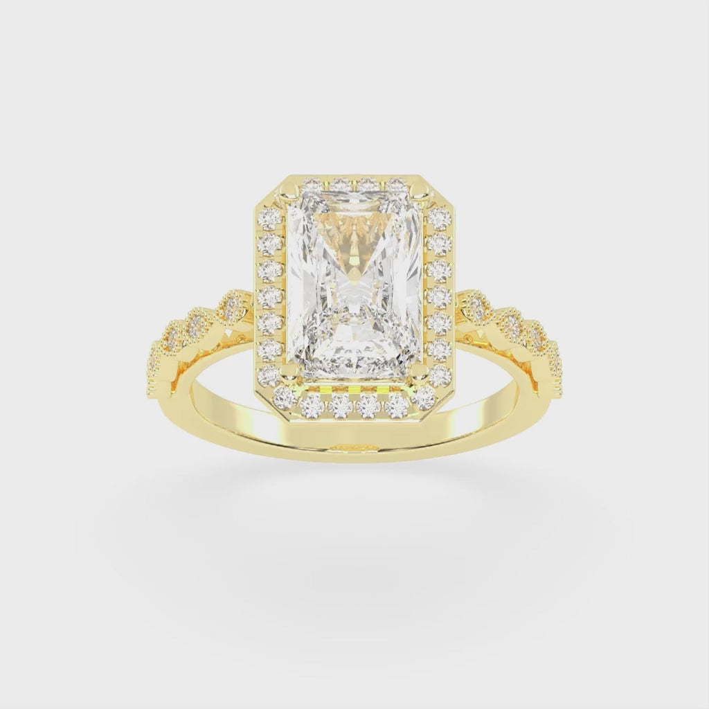 Radiant Cut Halo Lab Grown Diamond Engagement Ring