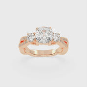 Cushion Cut Fancy Lab Grown Diamond Engagement Ring with Twisted Pave