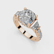 Pave Lab Grown Diamond Engagement Ring with Cushion Center Stone