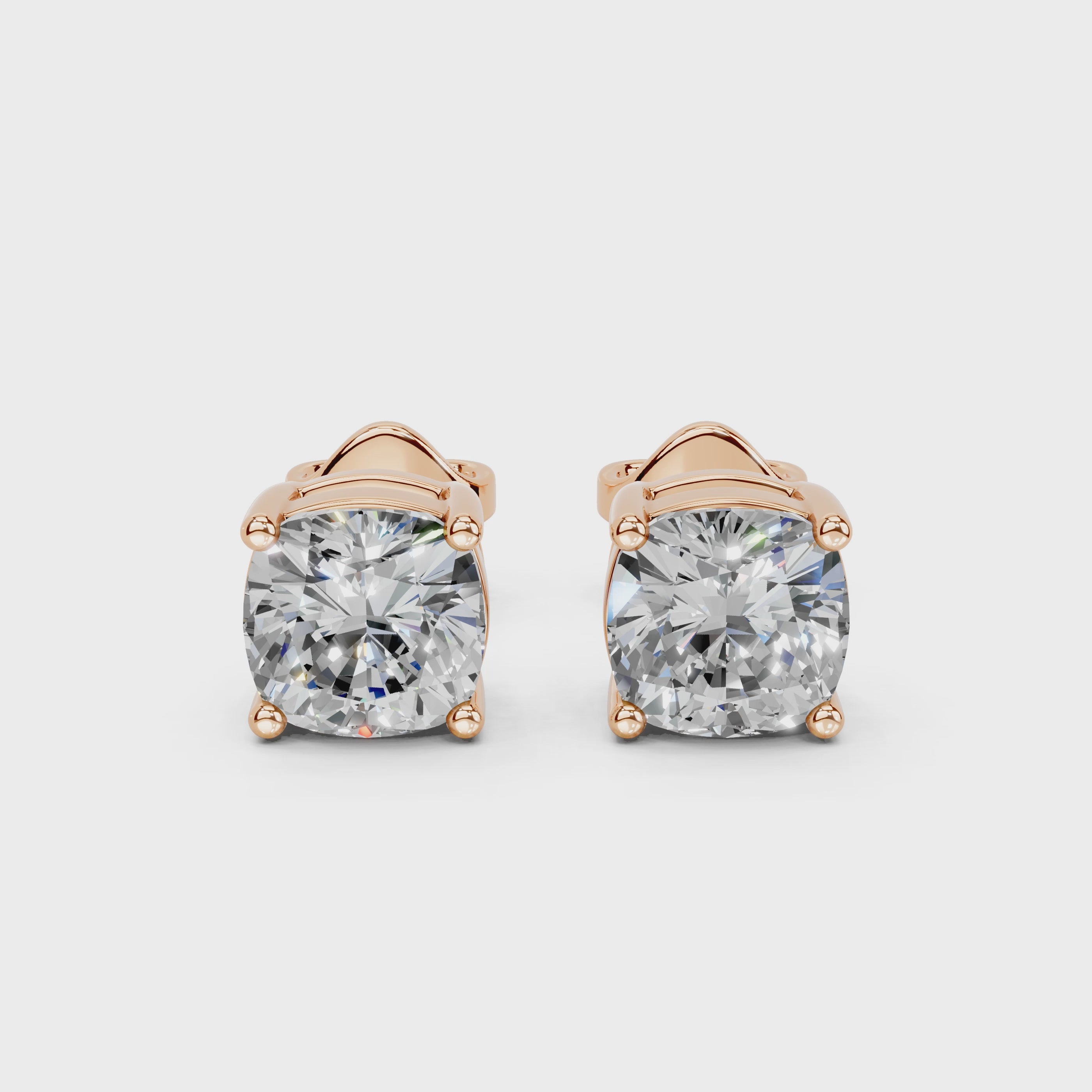 Four Prong square cushion 2 cttw lab grown diamond studs