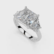 Princess Cut Baguette Accent Lab Grown Diamond Engagement Ring