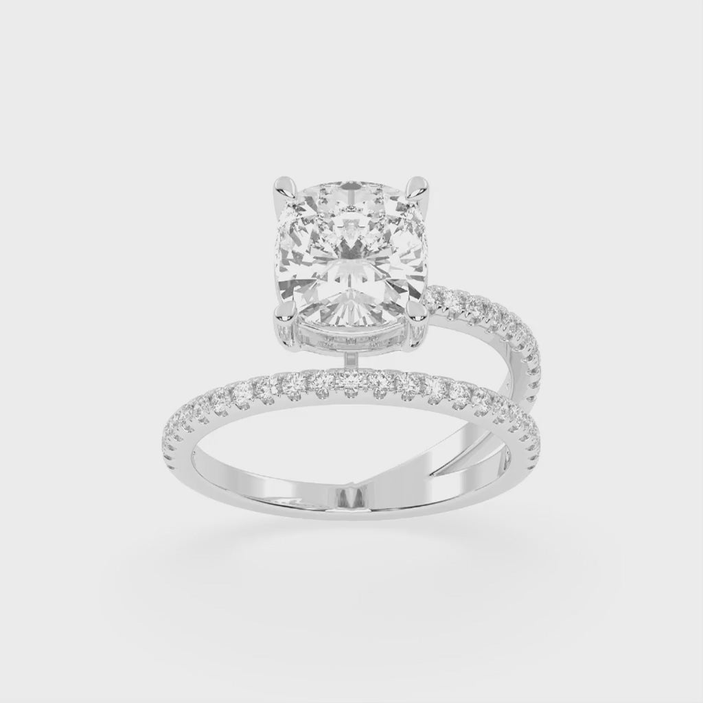 Cushion Cut Fancy  Lab Grown Diamond Engagement Ring