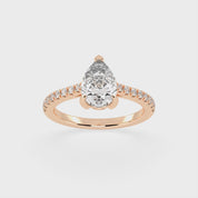 Pear Cut Pave Lab Grown Diamond Engagement Ring