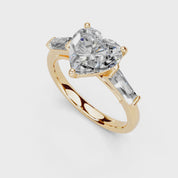 Heart Cut Baguette Accent Lab Grown Diamond Engagement Ring