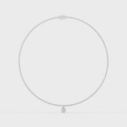 Pear Cut Halo Lab Grown Diamond Tennis Necklace