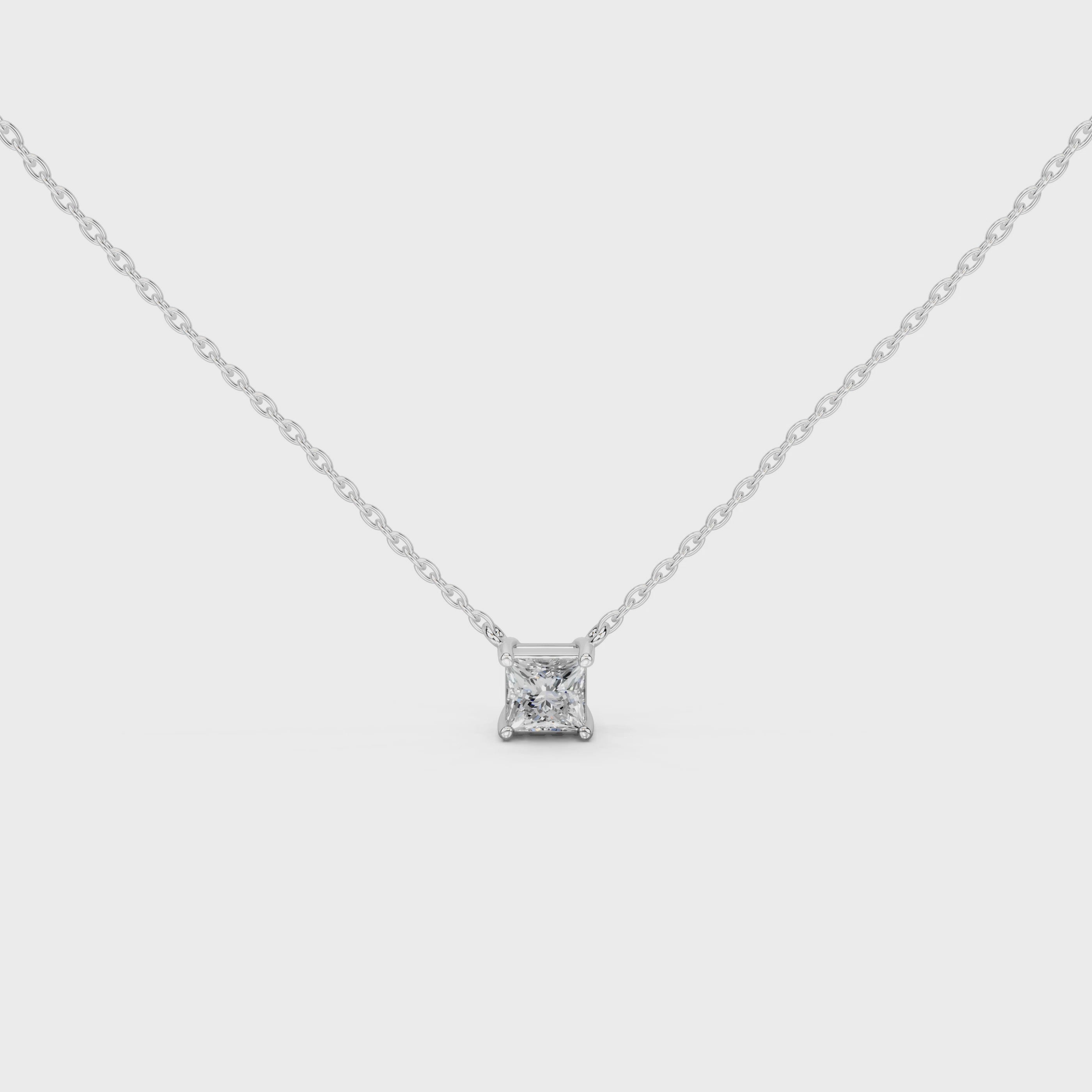 Princess Cut Lab Grown Diamond Solitaire Pendant