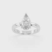 Pear Cut Square Prongs Solitaire Lab Grown Diamond Engagement Ring (3mm width)