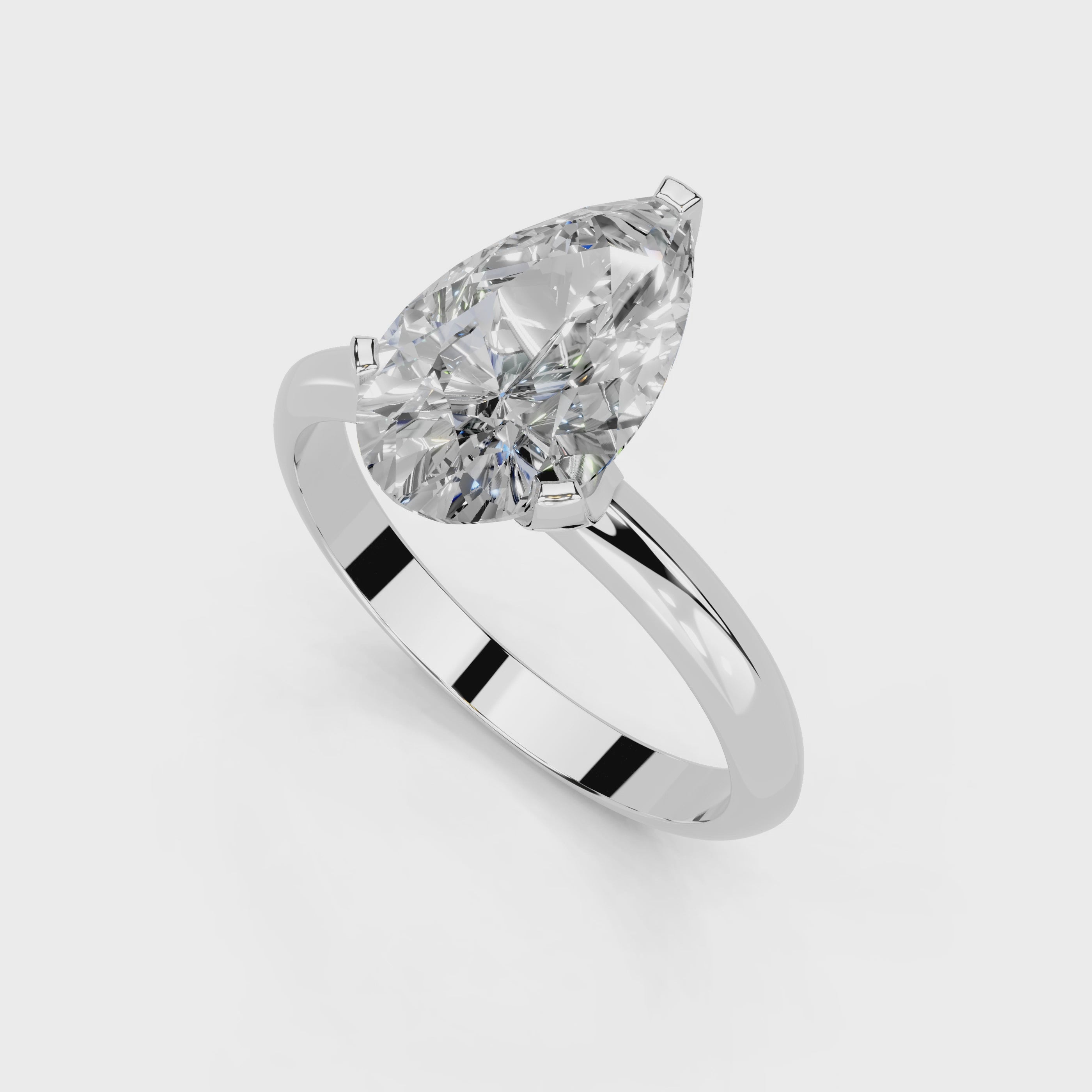 Pear Cut Knife Edge Solitaire Lab Grown Diamond Engagement Ring (1.5-2mm width)