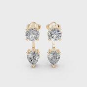 Two Stone Pear and Round 3.5 Cttw Lab Grown Diamond Earrings