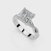 Pave Lab Grown Diamond Engagement Ring with Princess Center Stone