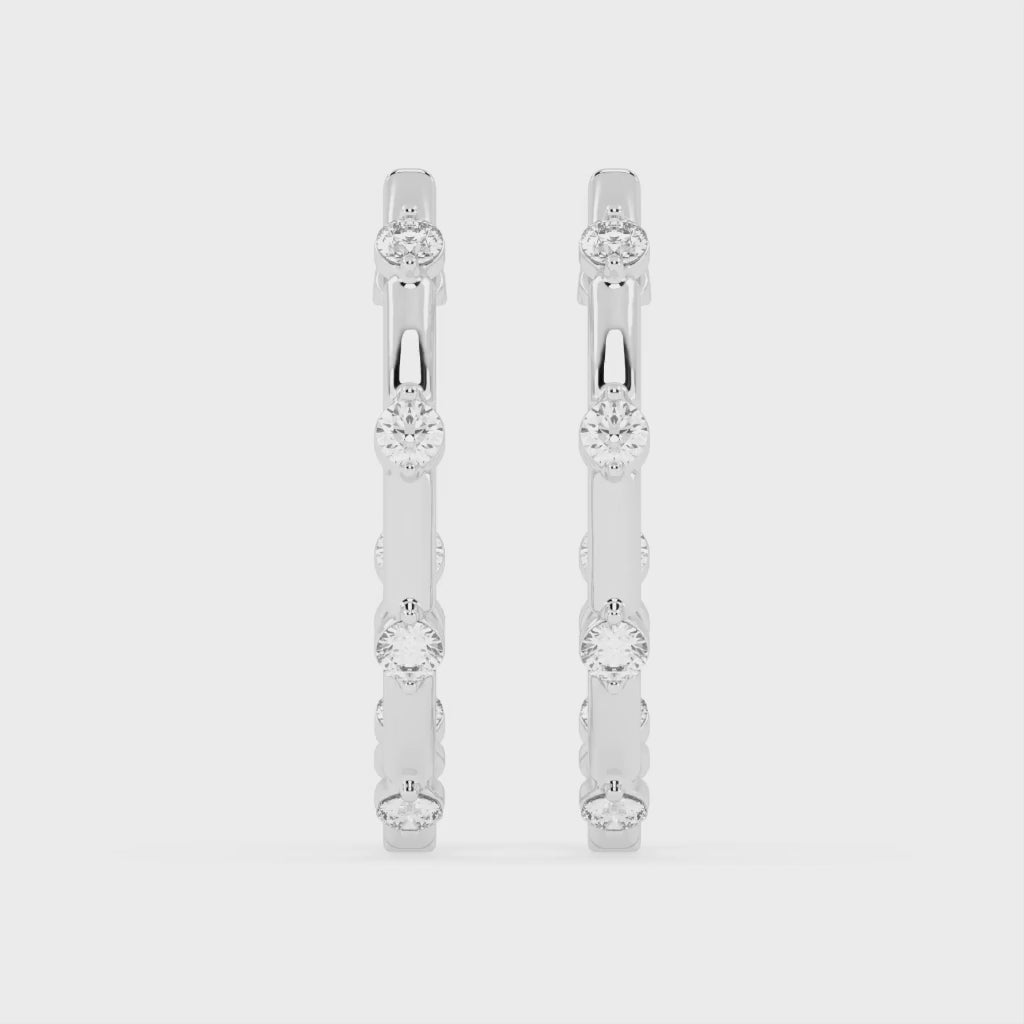 Hoop round Cut 0.72 Cttw Lab Grown Diamond Earrings