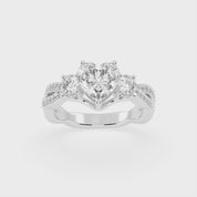 Heart Cut Fancy Lab Grown Diamond Engagement Ring with Twisted Pave