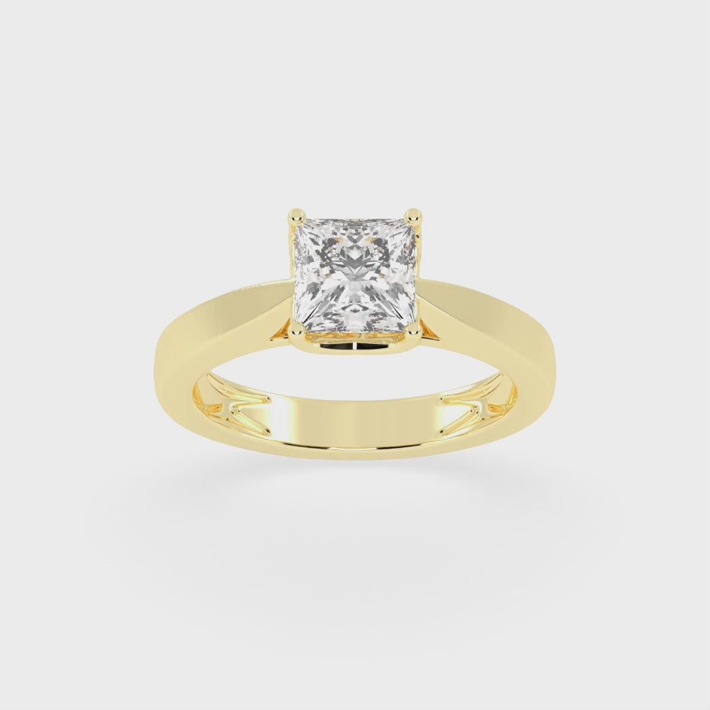 Princess Cut Petal-shaped Solitaire Lab Grown Diamond Engagement Ring (3.5 mm width)