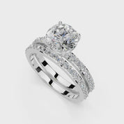 Round Cut Pave  Double Row  Lab Grown Diamond Engagement Ring