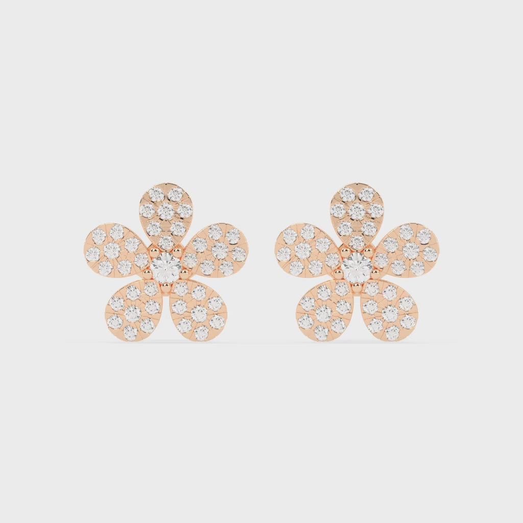 Flower Style round cut 1.38 Cttw Round Lab Grown Diamond Studs