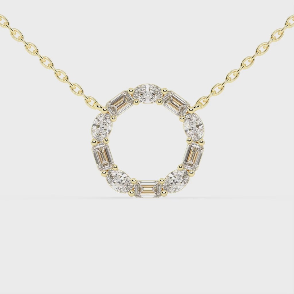 Open Circle Oval and Emerald Cut 3 Cttw Lab Grown Diamond Pendant